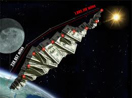 National Debt Stacked in Dollar Bills Would Stretch from Earth to Moon Five Times